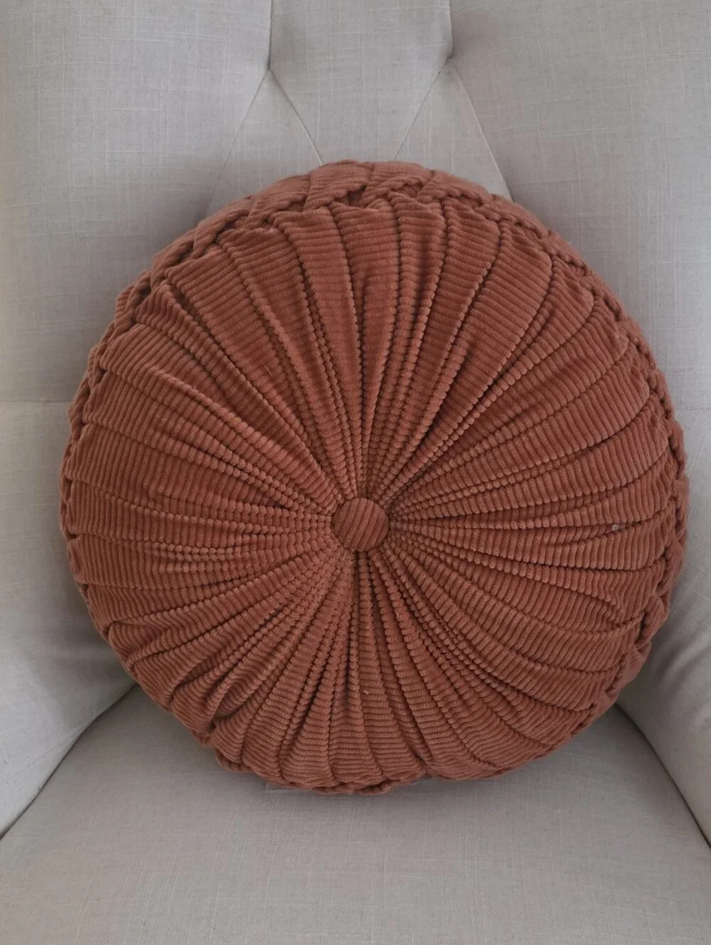 Round Textured Terracotta Throw Pillow - Decorative Accent